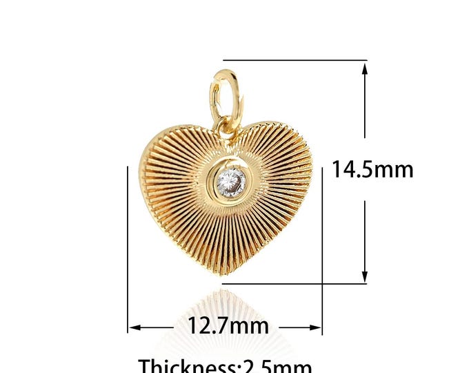 18K Gold Filled Dainty Pendant, Heart Necklace, Micropavé CZ Love Charm, Heart Charm, DIY Jewelry Supplies,