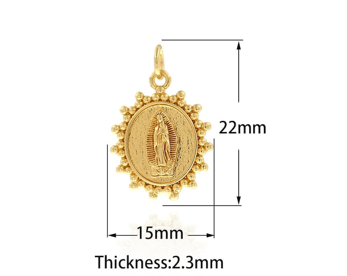 Virgin Mary Saint Guadalupe Charm Dainty Medal Oval Madonna Religious Charm, Virgin Mary Pendant,DIY Jewelry Supplies