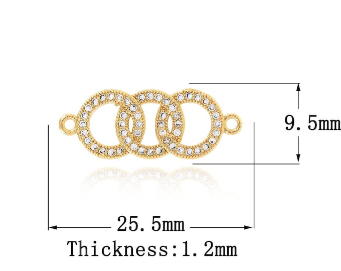 18K Gold Filled Round Connector,Gold Dainty CZ Round Connector,Simple Connector Bracelet Necklace for DIY Jewelry Making Supply