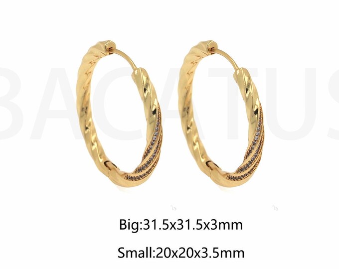 1Pair 18K Gold Filled Round Zircon Earrings  Zircon Polygonal Earrings White Zircon Fine Earrings Gift for Her,Round Earrings