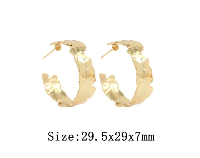 1 pair 18K Gold Filled Wide Stud Earrings,Gold Dainty Wide Stud Earrings,Simple Stud Earrings,Gift for Her
