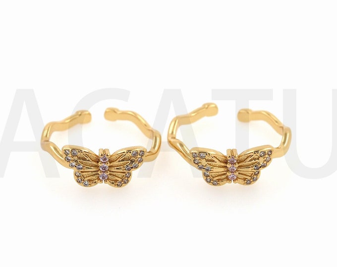 Butterfly Jewelry,Butterfly Rings,18K Gold Filled Adjustable Rings, Gold Open Rings,Insect Jewelry,Dainty Rings,