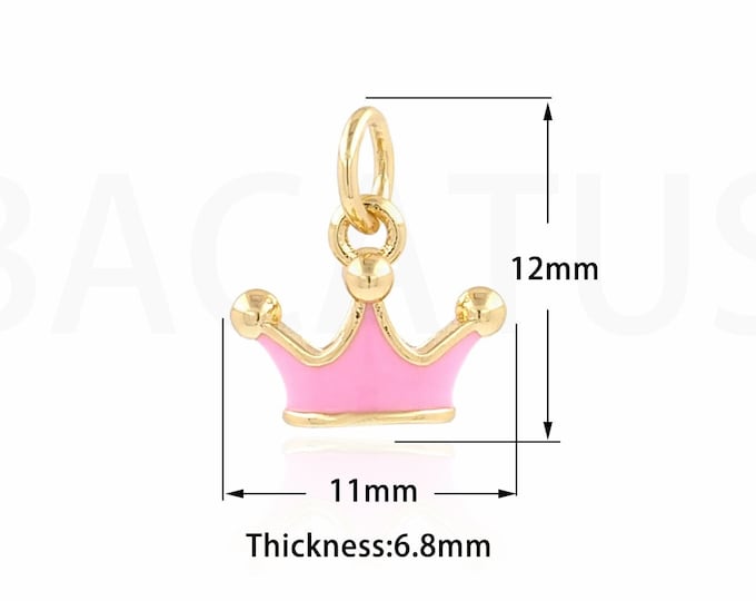 1PCS King Jewelry High Quality Necklace Crown Charm Crown Pendant Gold Crown Necklace DIY Jewelry Making Supplies CZ Charm 12x11x6.8mm