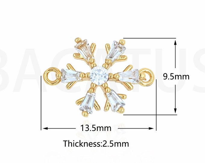 Snowflake Connector,MicroPave CZ Weather Charm,18K Gold Filled Snowflake Charm,Flower Connector,Jewelry Connector,DIY Jewelry Supplies