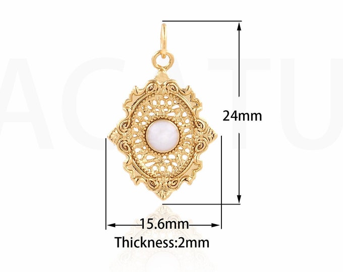 Fashion Pendant, Oval Pendant, 18K Gold Filled Solitaire Pendant, Gemstone Pendant,Dainty Charm, DIY Jewelry Supplies, 24x15.6x2mm