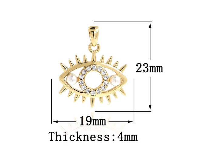 18K Gold Filled Devil Eye Gold Dainty Eye Charms,Pendant,Simple pendant Bracelet Necklace for DIY Jewelry Making Supply
