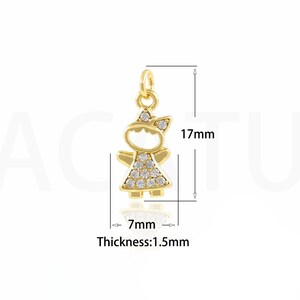 18K Gold Filled Cartoon Cat Pendant,Gold Dainty CZ Cat Charms,Cat Charm Bracelet Necklace for DIY Jewelry Making Supply