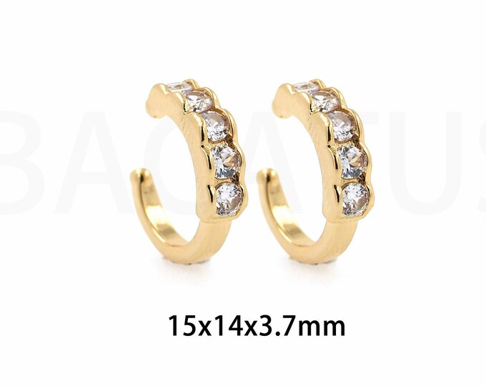 1 Pair,Crescent Earrings, MicroPave Zircon Earrings,18K Gold Filled Dainty Earrings, Moon Earrings, Gift for Her, Moon Charm,15x14x3.7mm