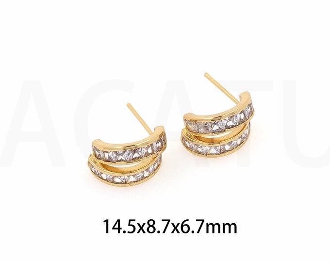 1 Pair,Moon Charm,Crescent Earrings, 18K Gold Filled Dainty Earrings, Moon Earrings, Gift for Her, MicroPave Zircon Earrings,14.5x8.7x6.7mm
