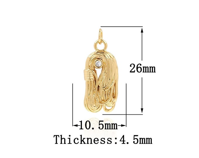 18K Gold Filled Rope Pendant, Gold Dainty Rope Charms,Simple pendant Bracelet Necklace for DIY Jewelry Making Supply