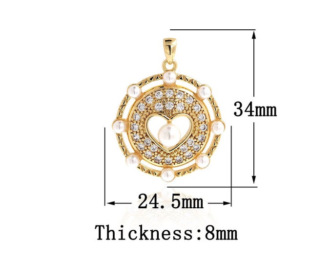 18K Gold Filled Heart Pendant,Gold Dainty Heart Charms,Simple pendant Bracelet Necklace for DIY Jewelry Making Supply
