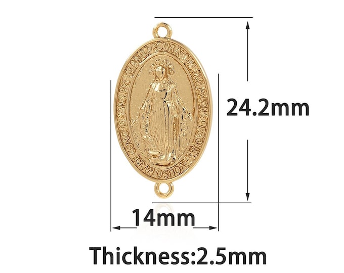 18K Gold Filled Virgin Mary Connector,Gold Dainty Religion Connector,Simple Connector Bracelet Necklace for DIY Jewelry Making Supply
