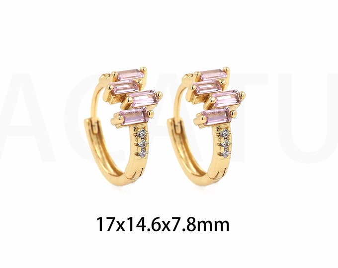 Micropavé CZ Thick Earrings, Modern Earrings, Pierced Earrings, 18K Gold Filled Round Earrings, Gift For Her, 17x14.6x7.8mm