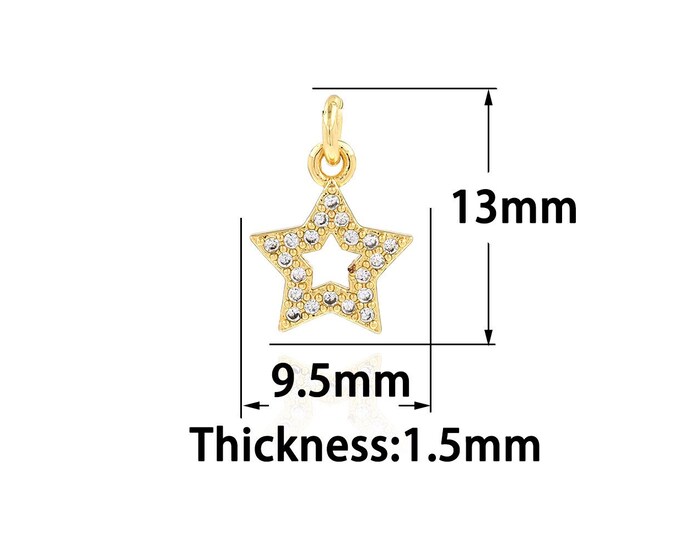 18K Gold Filled Large Star Pendant,Star Necklace, Star Charm,Pentagram Jewelry,DIY Jewelry Making Supplies 9.5x13x1.5mm