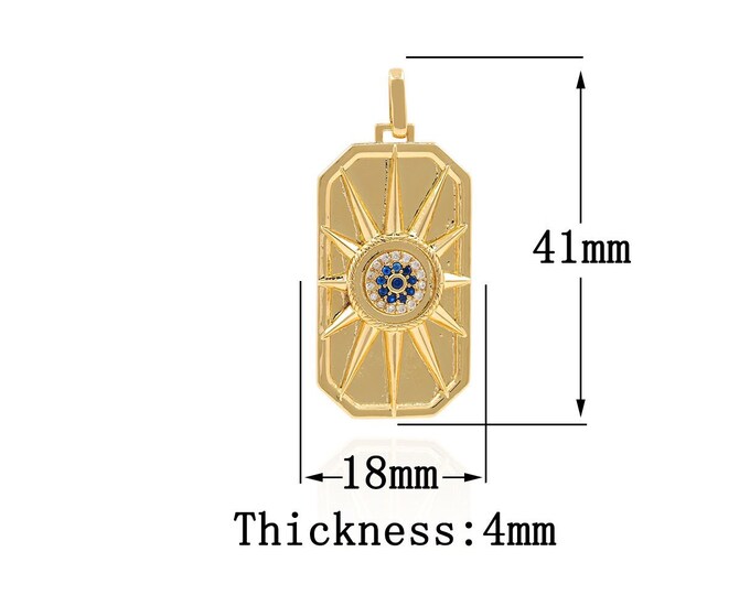 18K Gold Filled Devil Eye pendant,Gold Sun Charms,Eye Charm Bracelet Necklace for DIY Jewelry Making Supply