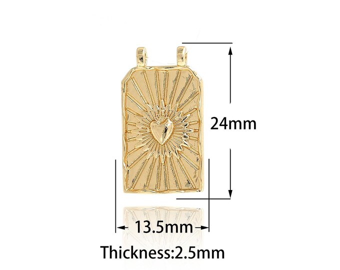 Square Pendant,Love Charms,18K Gold Filled Heart Charm,Rectangular Necklace,Love Necklace,DIY Jewelry Supplies,
