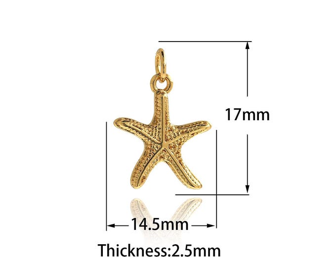 1pcs Starfish Pendant Beach Charms, Starfish Necklace,18K Gold Filled Beach Jewelry, Starfish Jewelry,DIY Jewelry Supplies
