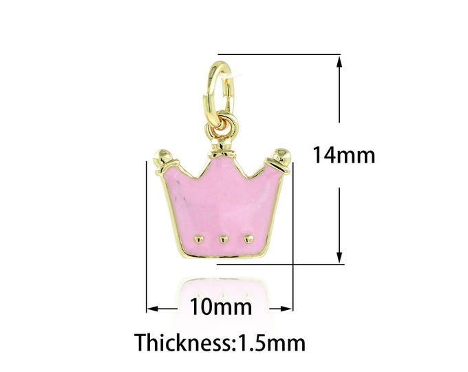 Crown Charm Enamel Charms Jewelry High Quality Necklace Crown Pendant 18K Gold Filled Crown Necklace DIY Jewelry Making Supplies