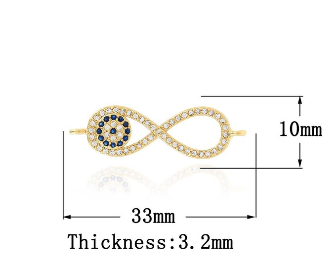 18K Gold Filled Iinfinite Connector, Gold Infinite Evil Eye Charm,Eye Infinite Link Enamel Eye DIY Jewelry Making