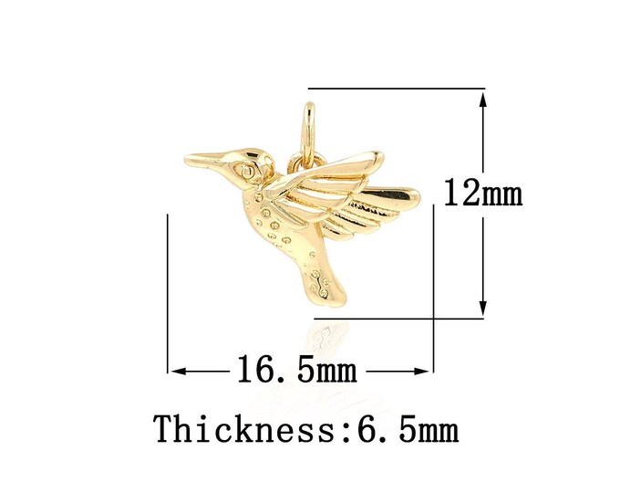 18K Gold Filled Bird Pendant, Gold Dainty Bird Charms,Simple pendant Bracelet Necklace for DIY Jewelry Making Supply