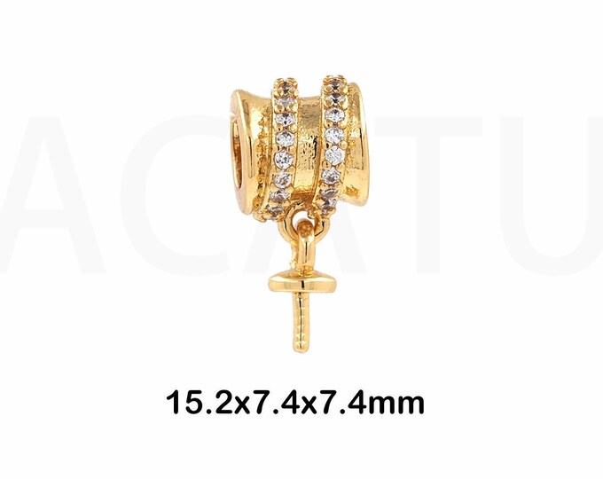 1PCS Metal Spacer Beads,Oblate Spacer Beads, Micro-Pave Spacer Beads, CZ Charm, Suitable For Jewelry Making 15.2x7.4x7.4mm