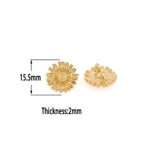 18K Gold Filled Sunflower Beads,Gold Flat Beads, DIY Bracelet Necklace Earrings Jewelry Making