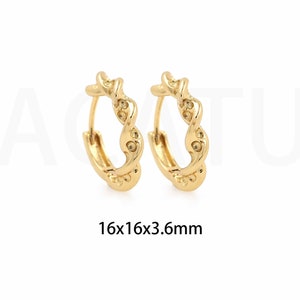 1Pair Twisted Hoop, 18K Golden Hoop Earrings, Twisted Hoop Earrings Twisted Hoop, Golden Thick Hoop Twisted Rope 16x16x3.6mm