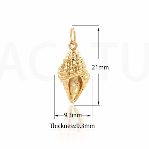 1 pièces pendentifs en coquillage, adaptés aux bracelets, breloque de conque remplie d&#39;or 18 carats, pendentifs de conque, bijoux de plage, fabrication de bijoux à bricoler soi-même, 21x9.3x9.3mm