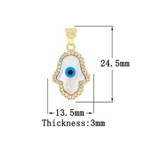 MicroPave CZ Hamsa Pendant,18K Gold Filled Tiny Hamsa Necklace and Bracelet,Jewelry Supplies 24.5x13.5x3mm