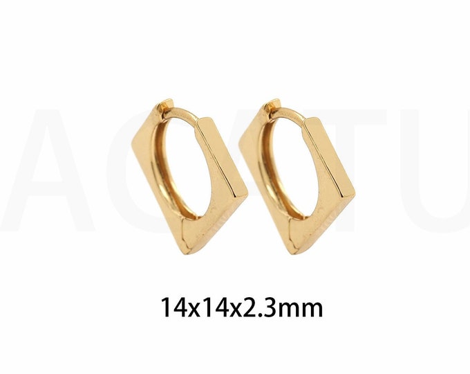 1 Pair 18K Gold Filling Rectangular Earrings Rectangular pave Earrings Exquisite Jewelry Geometric Earrings Gold Hoop Earrings 14x14x2.3mm