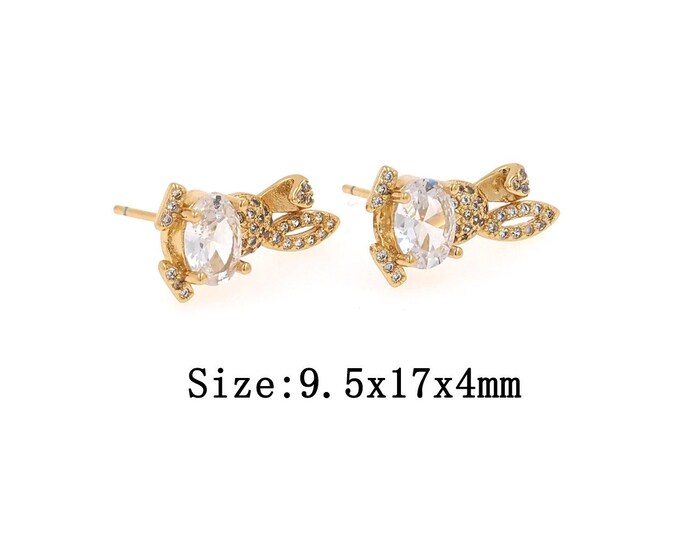 1pair 18K Gold Filling Rabbit Stud Earrings,Gold Rabbit Stud Earring,Simple Stud Earrings,Gift for Her