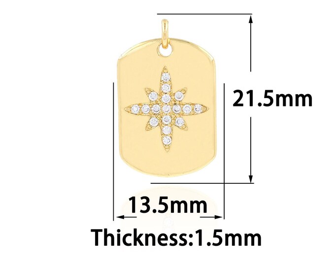 Gold Dainty Star Charms,18K Gold Filled Star Pendant,CZ Simple Charm Bracelet Necklace for DIY Jewelry Making Supply