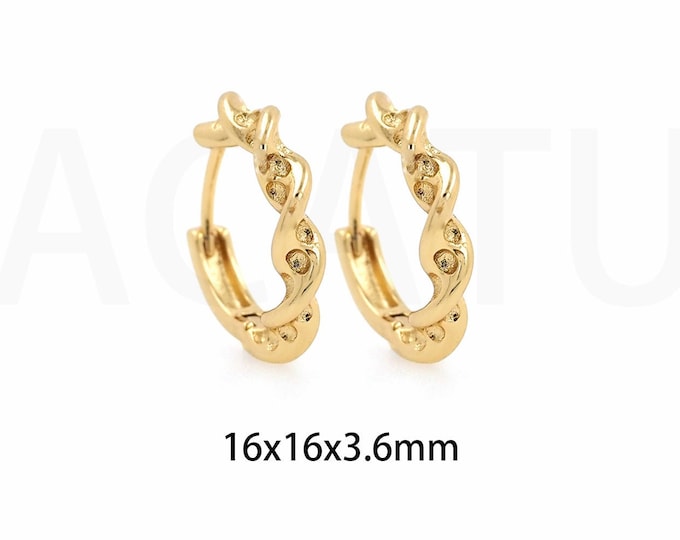 1Pair Twisted Hoop, 18K Golden Hoop Earrings, Twisted Hoop Earrings Twisted Hoop, Golden Thick Hoop Twisted Rope 16x16x3.6mm