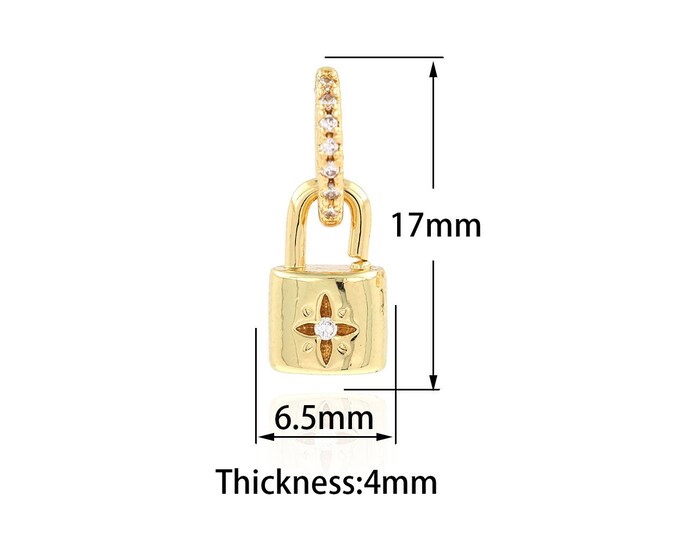 Pure Gold Lock Pendant Necklace, Key Lock Pendant Exquisite Lock Key Pendant, The Best Valentine's Day Gift for Her 6.5x17x4mm