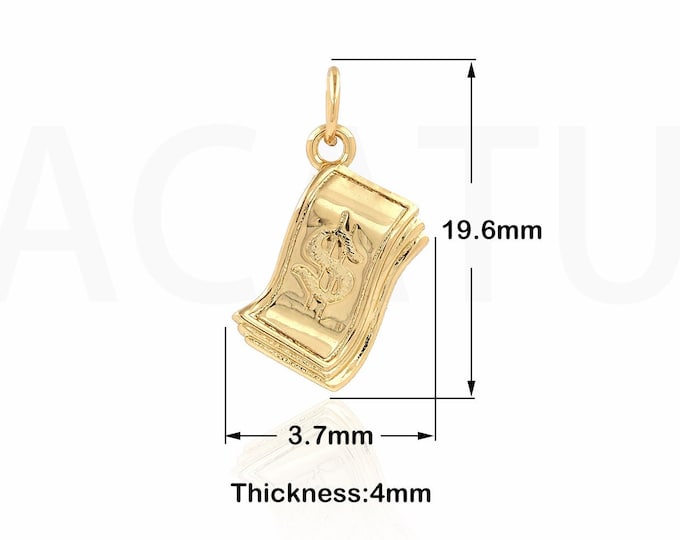 Micropave CZ Money Symbol Necklace, 18K Gold Filled Dollar Pendant, Money Pendant, Dollar Symbol Charm,DIY Jewelry Accessories,19.6x13x2.5mm