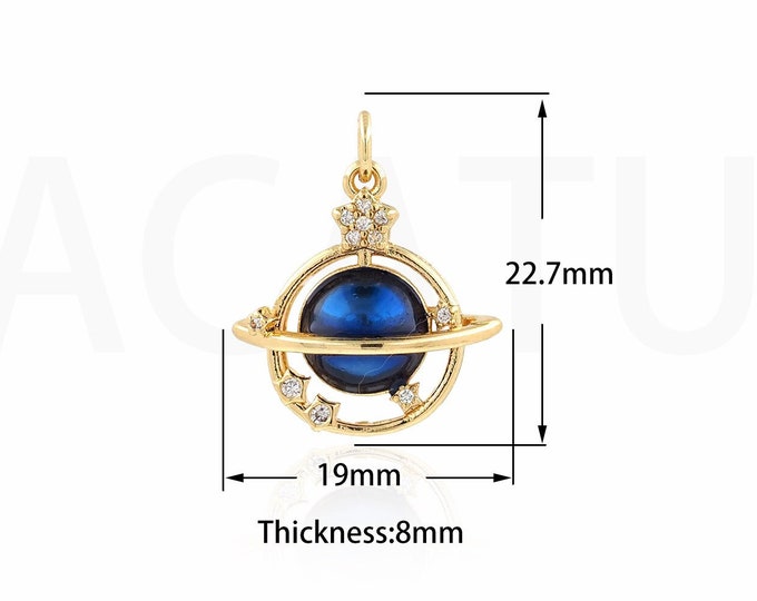 Micropavé CZ Crystal Necklace, Crystal Pendant, 18K Gold Filled Star Ring Pendant, Star Charm, DIY Jewelry Accessories, 22.7x19x8mm