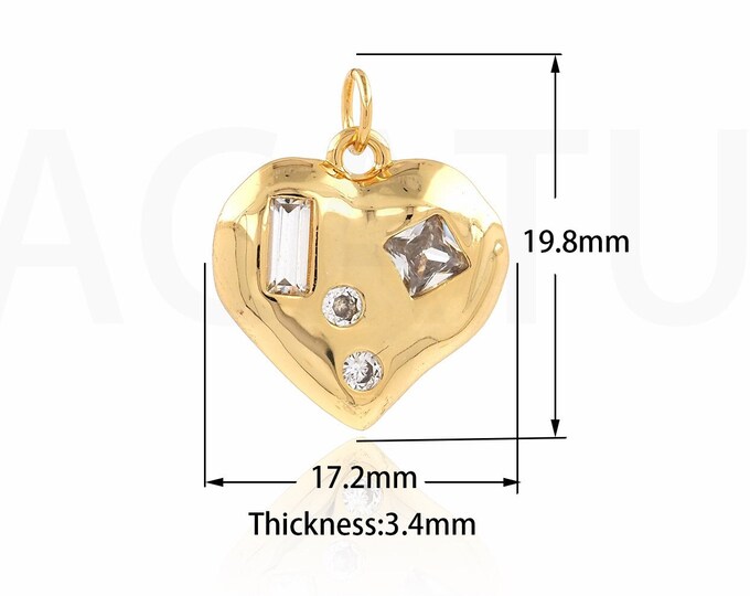 Heart Necklace,18K Gold Filled Heart Jewelry,MicroPave CZ Heart Pendant,Valentine's Day Gift,DIY Jewelry Making Supplies 19.8x17.2x3.4mm