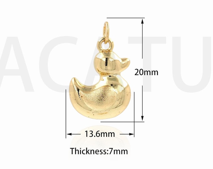 Duck Pendant, 18K Gold Filled Duck Necklace, Animal Pendant, Animal Charm, Gift For Her, DIY Jewelry Supplies, 20x13.6x7mm