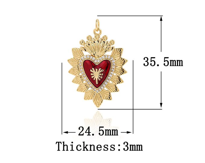 18K Gold Filled Heart Pendant, Gold Dainty Heart Charms,Simple pendant Bracelet Necklace for DIY Jewelry Making Supply