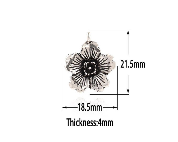 Antique Silver Filling Flower Pendant,Gold  Dainty Flower Charm, Minimalist  Charm Bracelet Necklace for DIY Jewelry Making Supply
