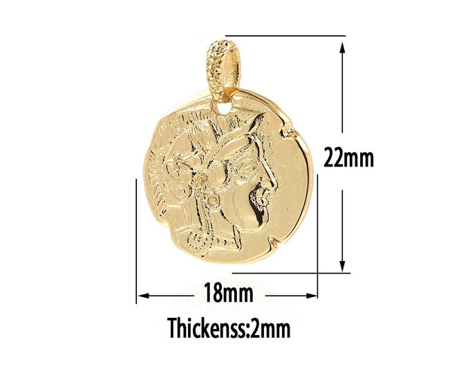 18K Gold Filled Portrait Pendant,Gold  Dainty Character Charms, Relief Charm Bracelet Necklace for DIY Jewelry Making Supply