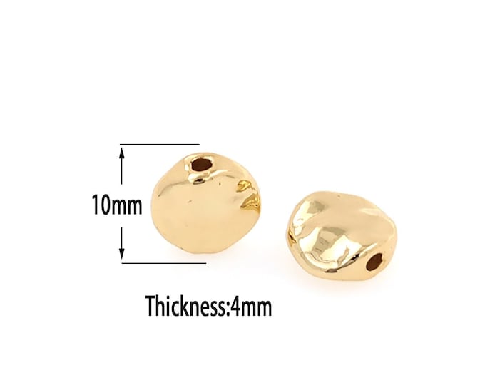 18K Gold Filled Flat Beads,Gold Flat Beads,DIY Bracelet Necklace Earrings Jewelry Making