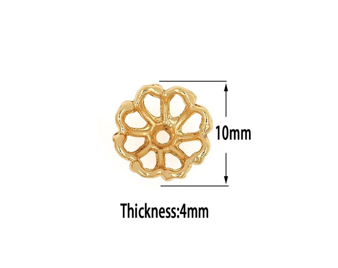 18K Gold Filled Flower Bead Caps,Pearl Caps,Round Bead Caps,Flower Caps,Spacer Jewelry, Brass Caps, DIY Gold Jewelry Making
