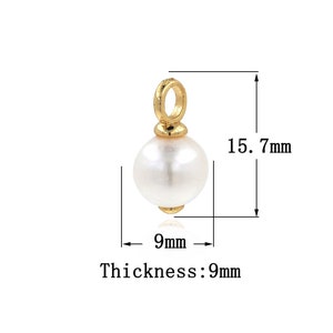 18K Gold Filled Pearl Pendant, Gold Dainty Pearl Charms,Simple pendant Bracelet Necklace for DIY Jewelry Making Supply