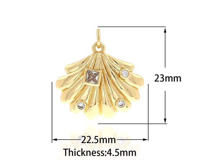 18K Gold Filled Shell Pendant,Gold Dainty Shell Charms,Simple Pendant Bracelet Necklace for DIY Jewelry Making Supply