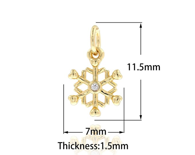 18K Gold Filled Snowflake Pendant, Micropavé CZ Snowflake Crystal Necklace, Snow Charm, Snowflake Necklace, Snow Charm,
