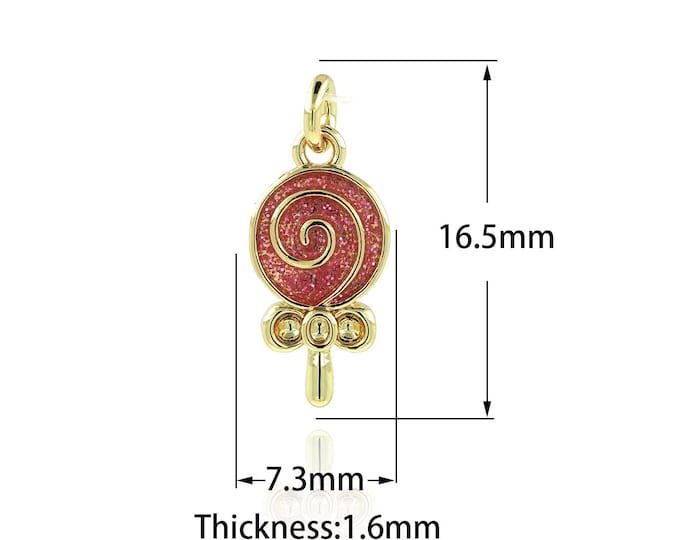 18K Gold Filled Lollipop Pendant,Gold Dainty Lollipop Charms,Lollipop Charm Bracelet Necklace for DIY Jewelry Making Supply