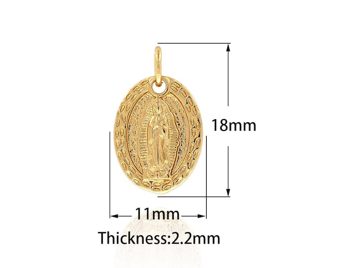Virgin Mary Saint Guadalupe Charm Dainty Medal Oval Madonna Religious Charm, Virgin Mary Pendant,DIY Jewelry Supplies