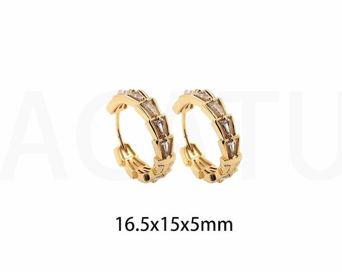 1Pair Diamond Hoop Earrings Round MicroInlaid Double Row Zircon Earrings Ladies Fashion Earrings Zircon Ear Buckles High Jewelry 16.5x15x5mm