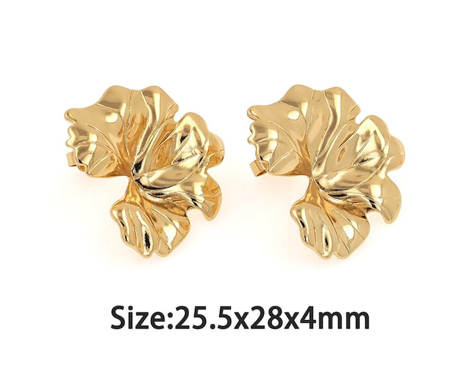 1 pair 18K Gold Filled Flower Stud Earrings,Gold Dainty Flower Stud Earring,Simple Stud Earrings,Gift for Her
